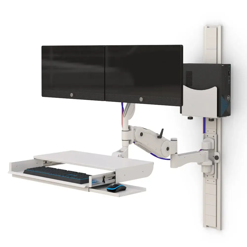 772960 Computer Workstation Wall Mount with Extendable Arm and Dual Monitor Display